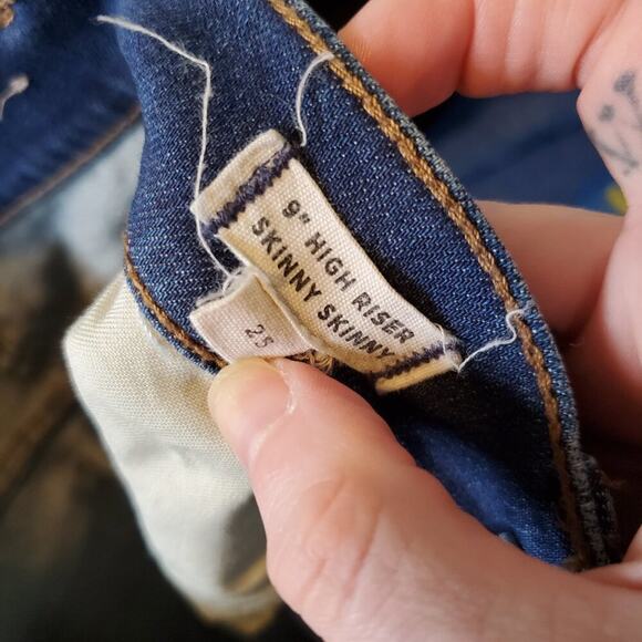 Madewell 9" High Risers Skinny Skinny Distressed Blue Jeans Size 25 - Picture 7 of 10